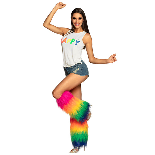 Boland Beenwarmers pluche Regenboog rave