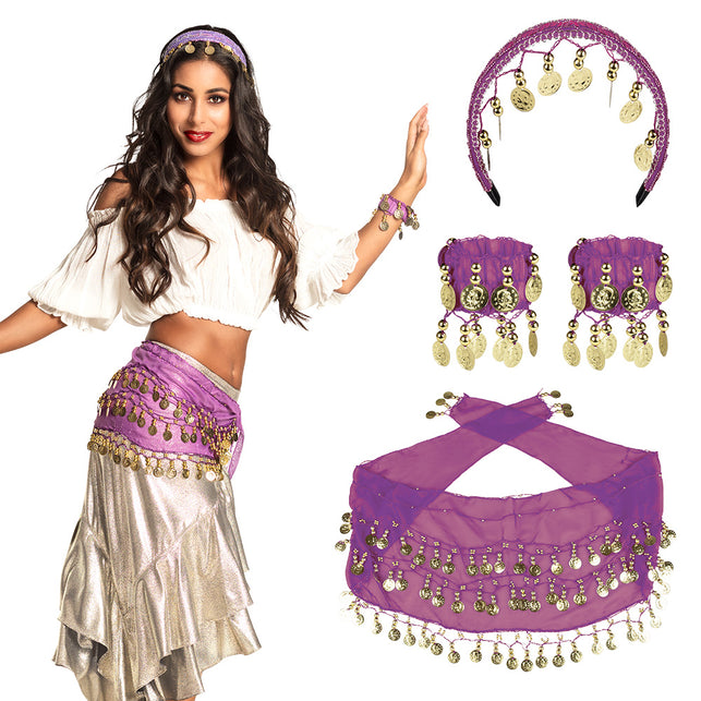 Boland Buikdanseres verkleed set Belly dance paars