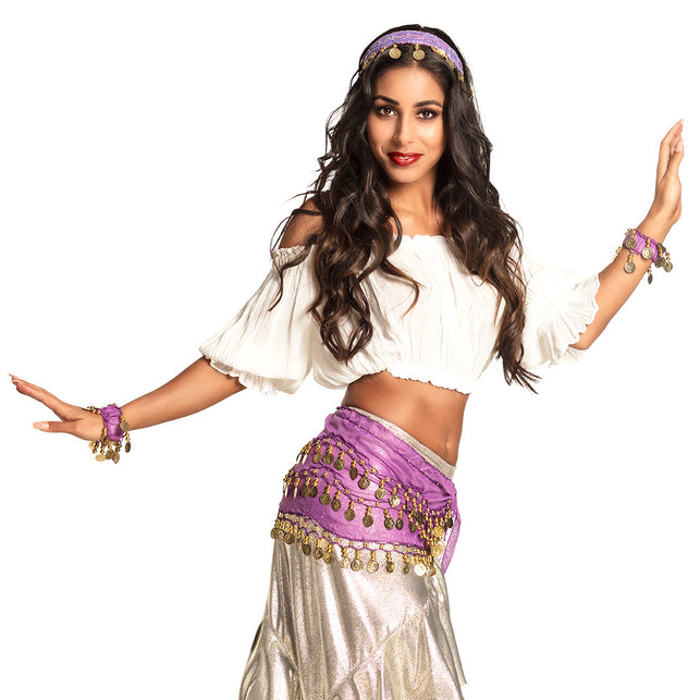 Boland Buikdanseres verkleed set Belly dance paars
