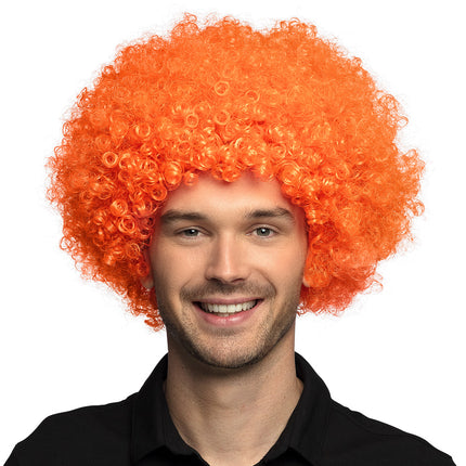 Boland Clown pruik afro krullen Groove oranje