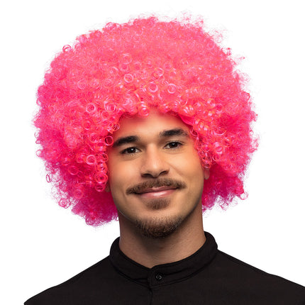 Boland Clown pruik afro krullen Groove roze