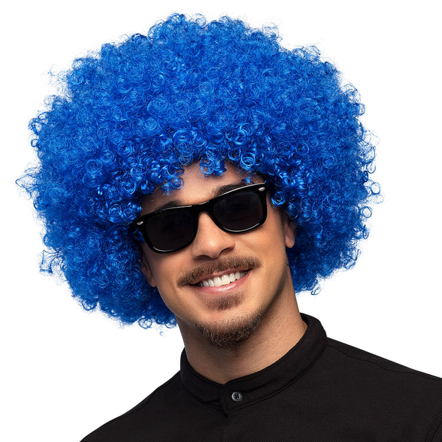 Boland Clown pruik krullen Groove blauw