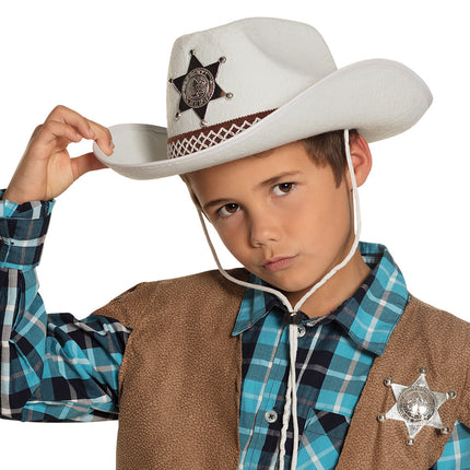 Boland Cowboyhoed Sheriff wit kind