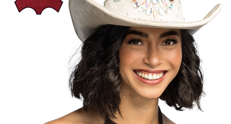 Boland Creme cowboyhoed Crystal (glitter western hoed)