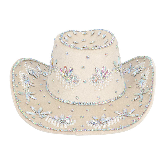 Boland Creme cowboyhoed Crystal (glitter western hoed)