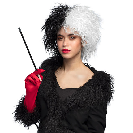 Boland Cruella de Vil pruik Ivy zwart wit