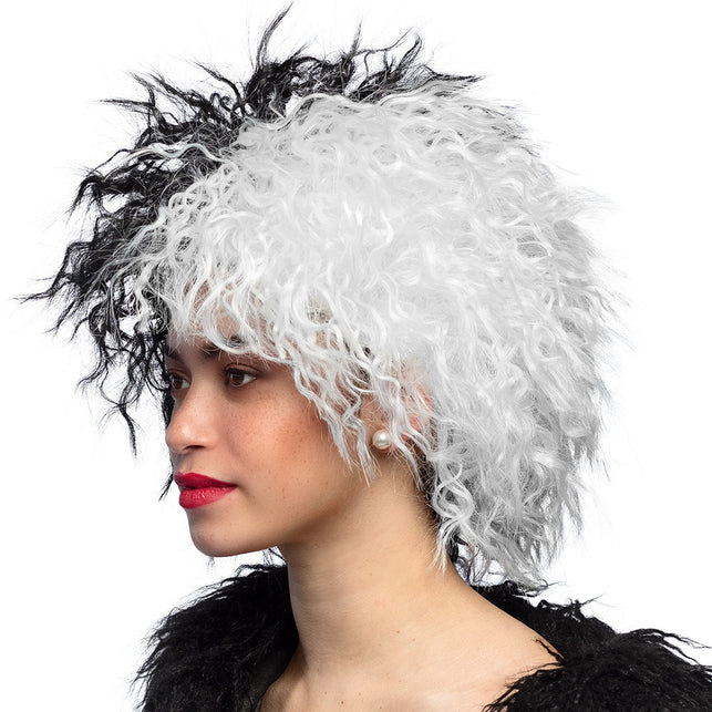 Boland Cruella de Vil pruik Ivy zwart wit