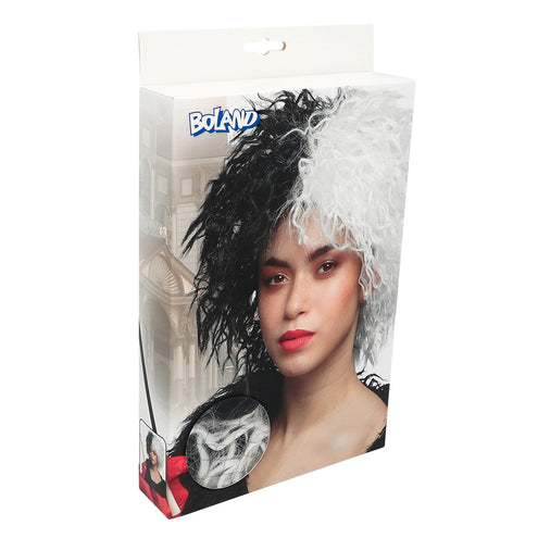 Boland Cruella de Vil pruik Ivy zwart wit