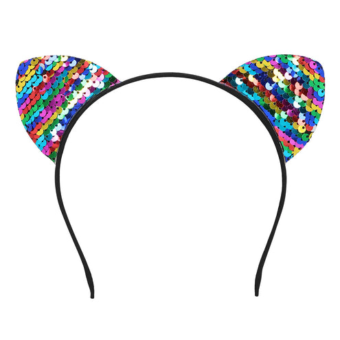 Boland Diadeem regenboog katten oren glitter