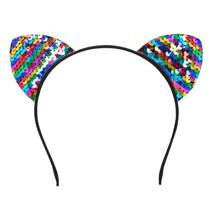 Boland Diadeem regenboog katten oren glitter