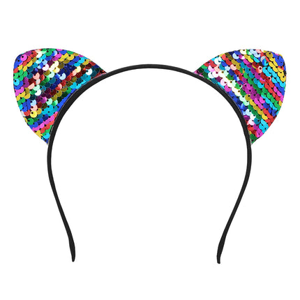 Boland Diadeem regenboog katten oren glitter