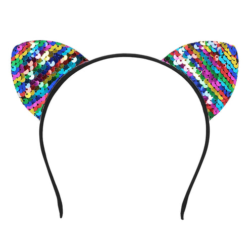 Boland Diadeem regenboog katten oren glitter