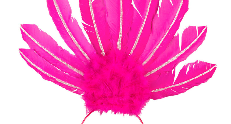 Boland Diadeem veren Samba neon roze