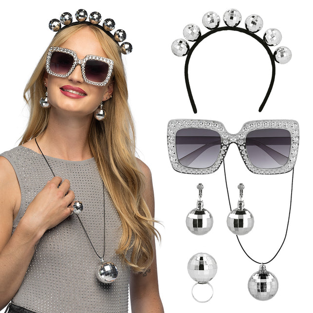 Boland Disco verkleed set zilver