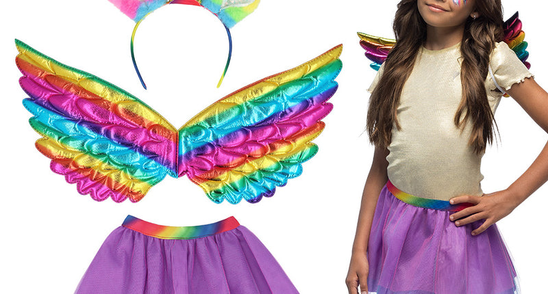 Boland Eenhoorn verkleed set regenboog kind