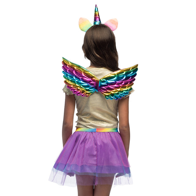 Boland Eenhoorn verkleed set regenboog kind