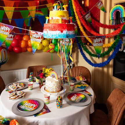 Boland Folievlaggenlijn Rainbow 'Happy birthday'