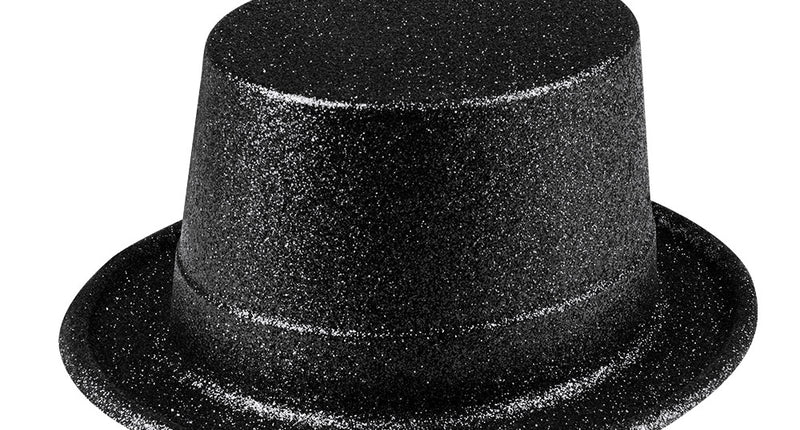 Boland Glitter hoge hoed zwart