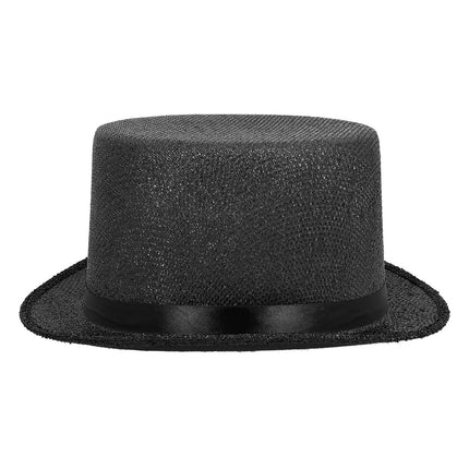 Boland Glitter hoge hoed zwart lurex