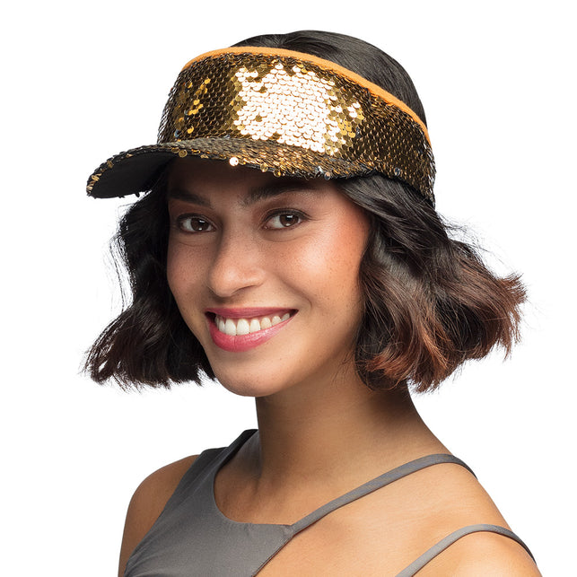 Boland Gouden zonneklep glitter pailletten
