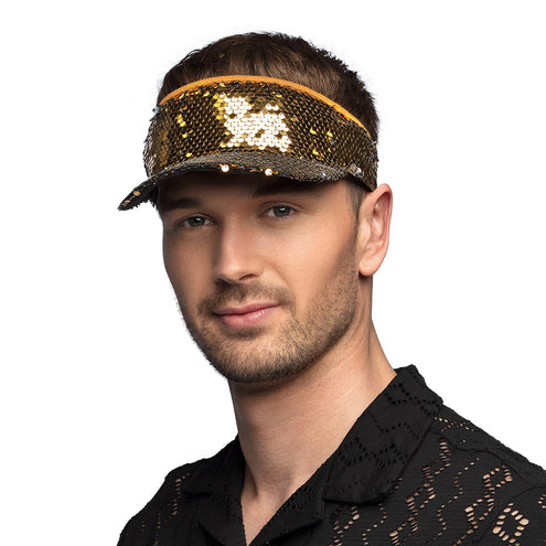 Boland Gouden zonneklep glitter pailletten