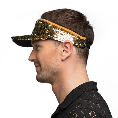 Boland Gouden zonneklep glitter pailletten