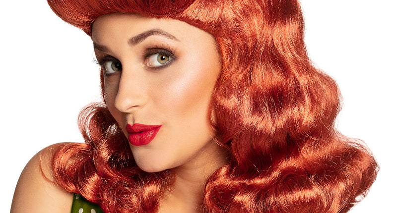 Boland Grease pruik Pin-up rood bruin