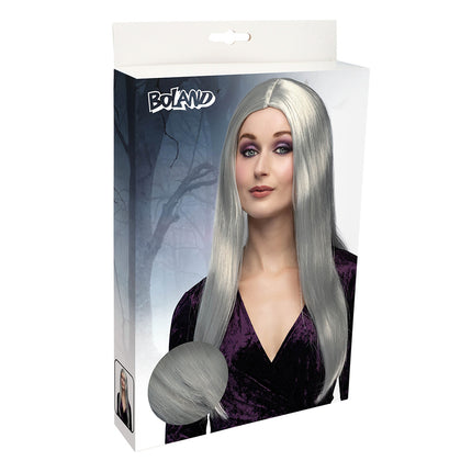 Boland Grijze pruik lang stijl haar heks