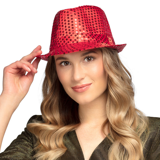 Boland Hoed Popstar sequins rood