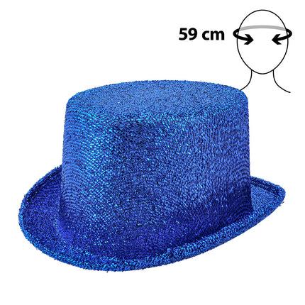 Boland Hoed Showtime blauw (glitter hoge hoed)