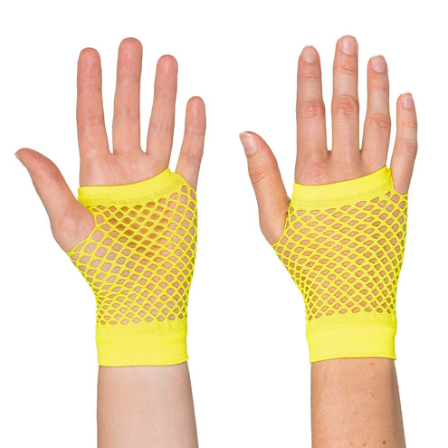 Boland Korte neongele mesh handschoenen dames (pols)