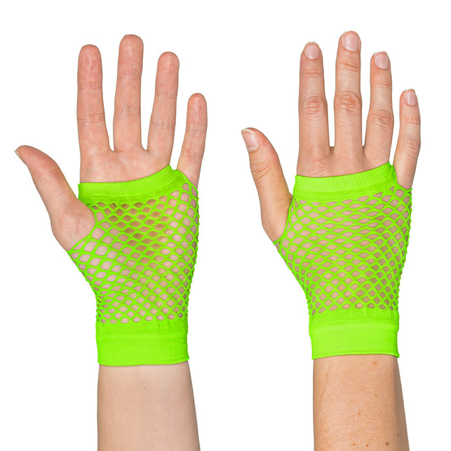 Boland Korte neongroene mesh handschoenen dames (pols)