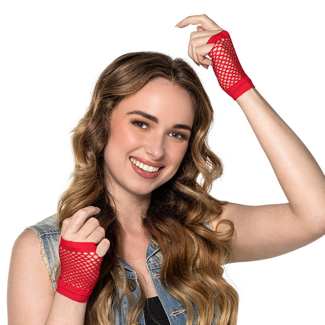 Boland Korte rode mesh handschoenen dames (pols)