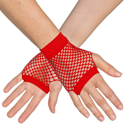 Boland Korte rode mesh handschoenen dames (pols)
