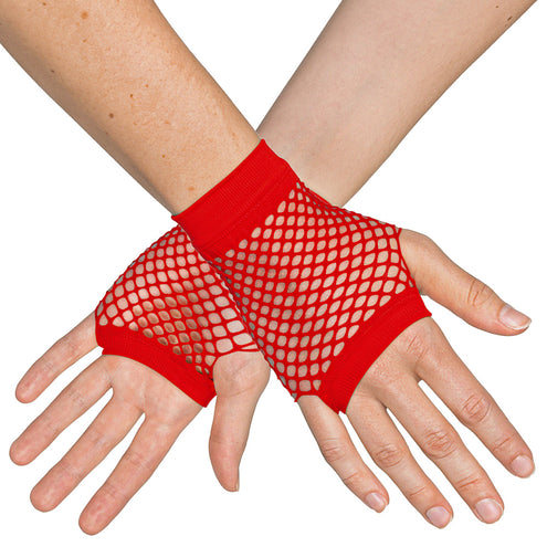 Boland Korte rode mesh handschoenen dames (pols)
