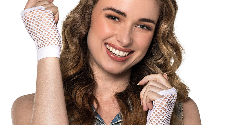 Boland Korte witte mesh handschoenen dames (pols)