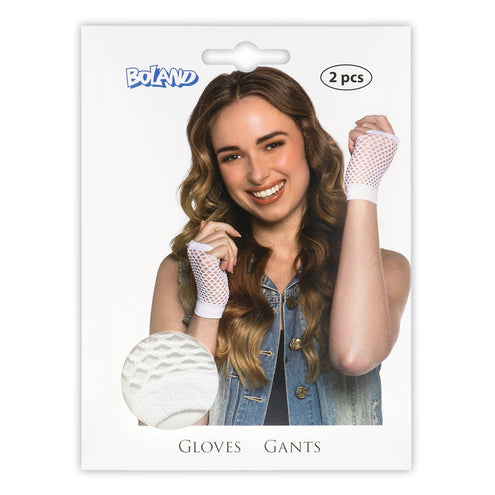 Boland Korte witte mesh handschoenen dames (pols)