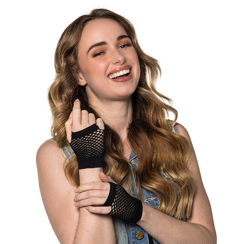 Boland Korte zwarte mesh handschoenen dames (pols)