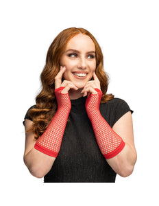 Boland Lange rode mesh handschoenen dames (elleboog)
