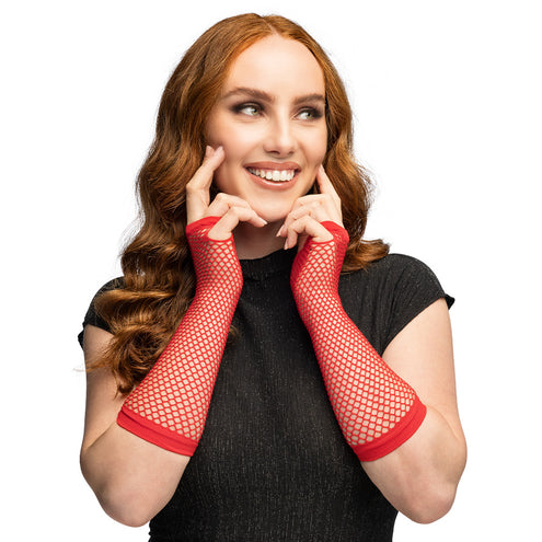 Boland Lange rode mesh handschoenen dames (elleboog)