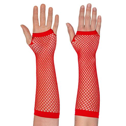 Boland Lange rode mesh handschoenen dames (elleboog)
