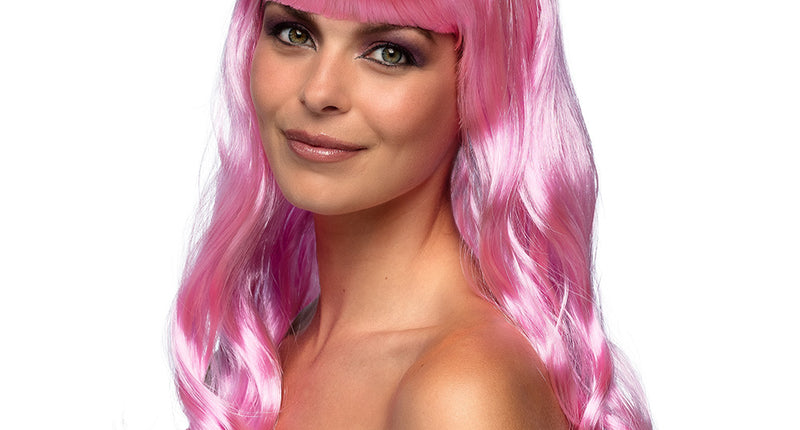 Boland Licht roze pruik lang golvend haar Chique
