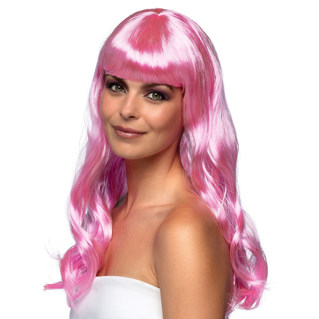 Boland Licht roze pruik lang golvend haar Chique