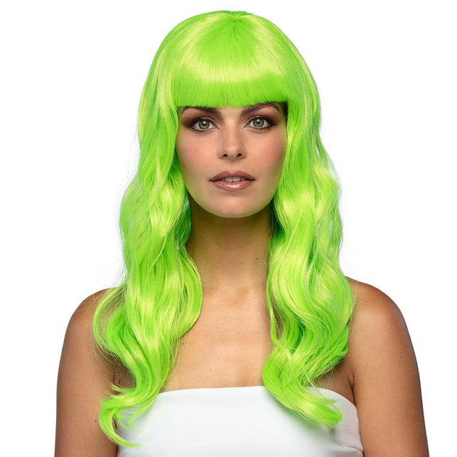 Boland Lime groene pruik lang golvend haar Chique