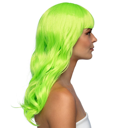 Boland Lime groene pruik lang golvend haar Chique