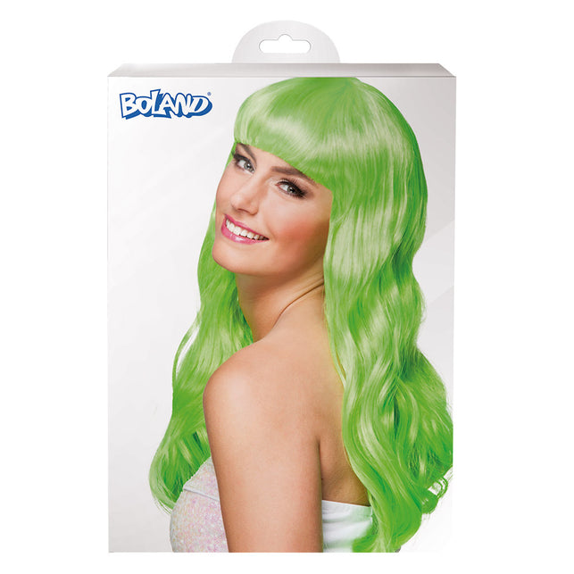 Boland Lime groene pruik lang golvend haar Chique