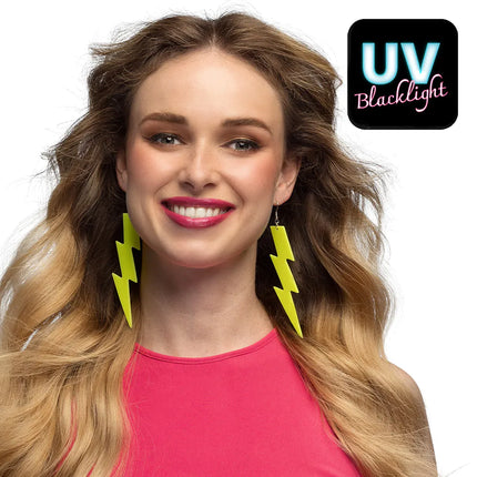 Boland Paar oorbellen Flash neon geel