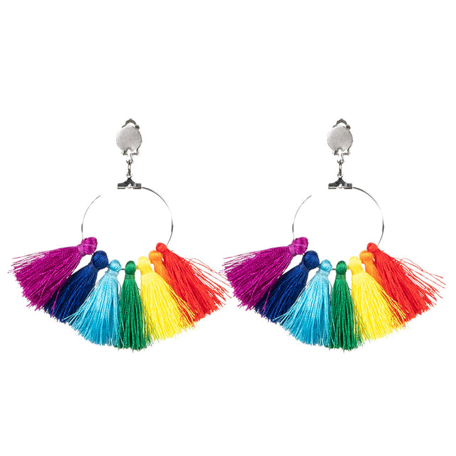 Boland Paar oorbellen Regenboogkwastjes
