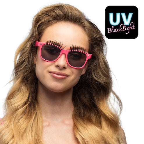 Boland Partybril Bliss roze met wimpers
