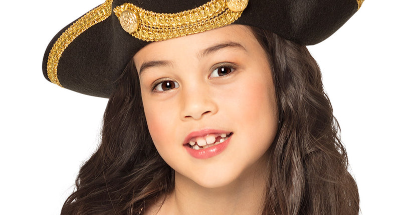 Boland Piratenhoed zwart goud kind driesteek